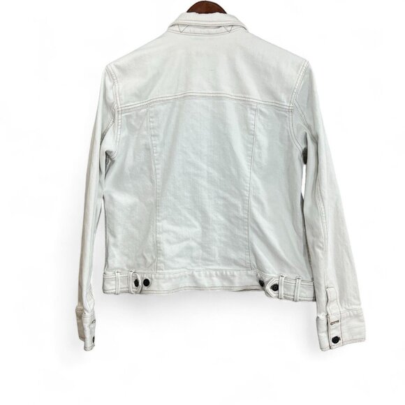 Eddie Bauer Jean Jacket Womens Size L White Button Up Cotton Blend Casual Denim - Picture 2 of 16